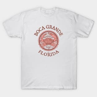 Boca Grande, Florida, with Stone Crab on Wind Rose T-Shirt